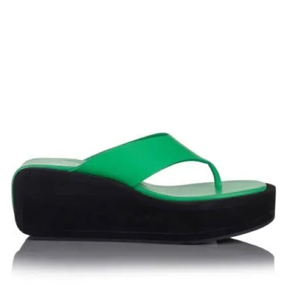 FRAME Le Ocean Platform Wedge Flip Flop Sandals Grass Green NWOT 7.5